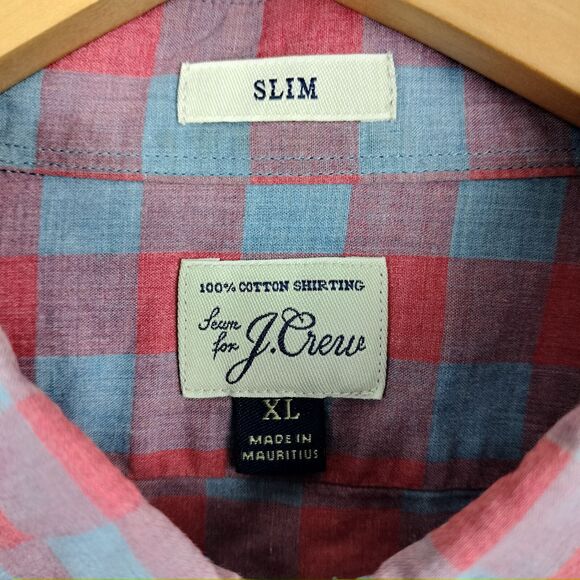J Crew Shirts Mens XL Lot of 2 Red Check Plaid Slim Fit Long Sleeve Button Down - Picture 14 of 16